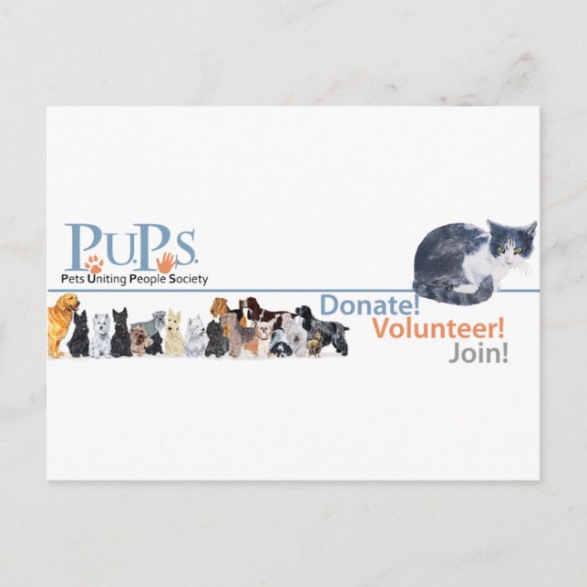 PUPs Logovaror med Tuxedokatt Vykort (Framsida)