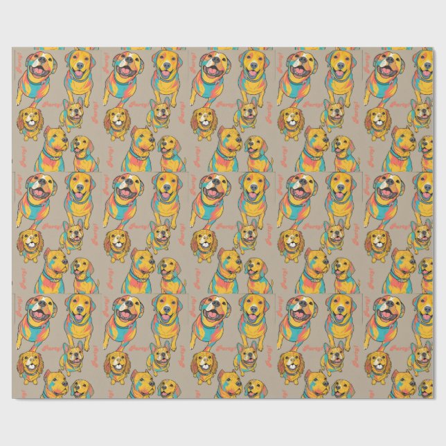 Pups Party Presentpapper | Presentpapper för alla  (Platt)