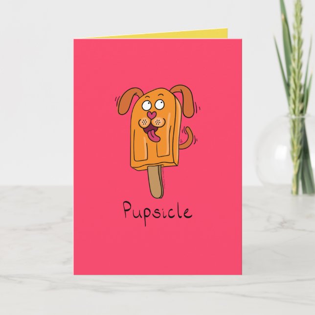 Pupsicle Puppy Hund Popsile Summer Greeting Card Kort (Framsida)