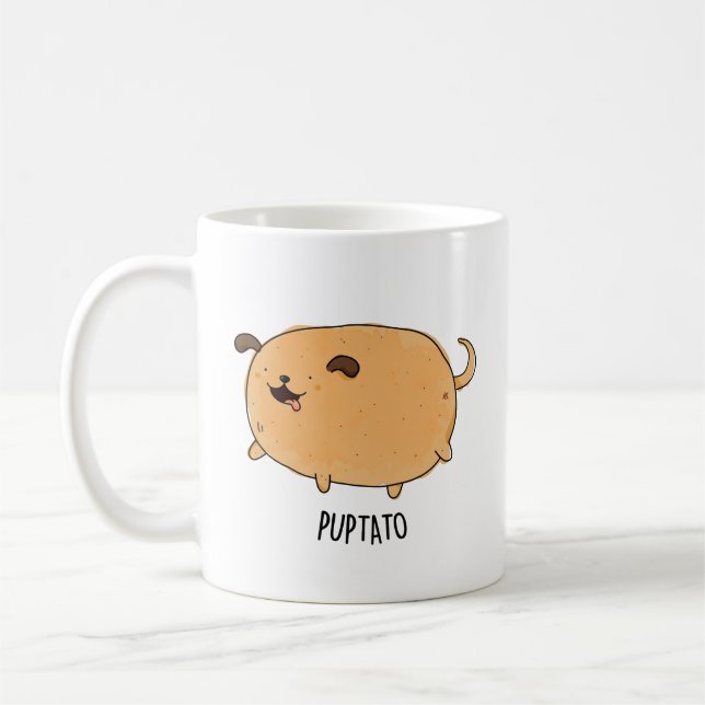 Puptato Funny Puppy Potato Pun Kaffemugg (Vänster)