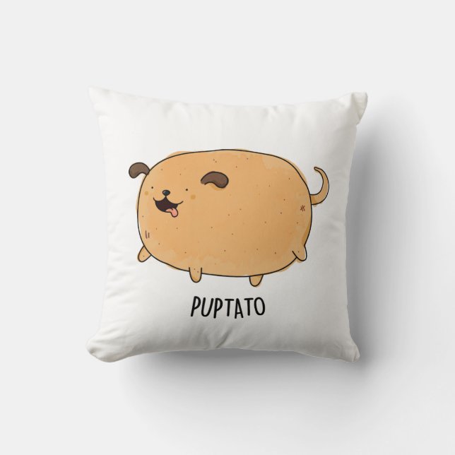 Puptato Funny Puppy Potato Pun Kudde (Framsida)
