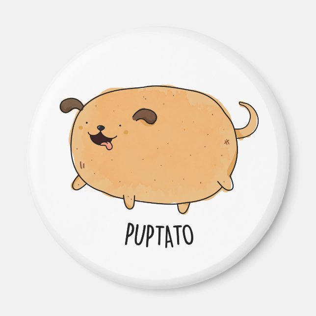 Puptato Funny Puppy Potato Pun Magnet (Framsidan)