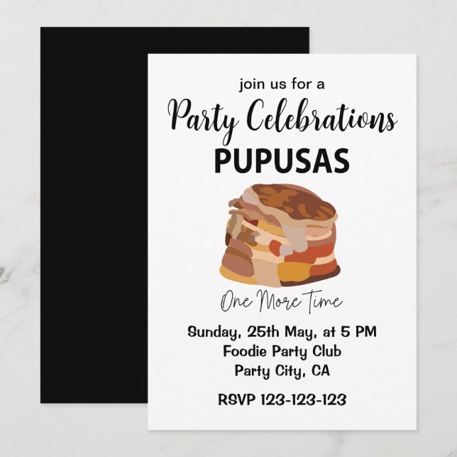 Pupusas El Salvador, Salvador Bread Pupusas Inbjudningar (Fram/baksida)