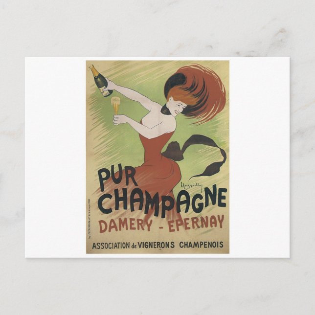 PUR CHAMPAGNE Vintage Art Poster utskrift Vykort (Framsida)