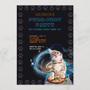 Pur-Fect Party! Dj Cat-inbjudan Inbjudningar
