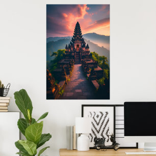 Pura Senja Bali - “Balitempel vid solnedgång” Poster