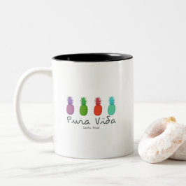 Pura Vida ananasCosta Rica kaffe Två-Tonad Mugg