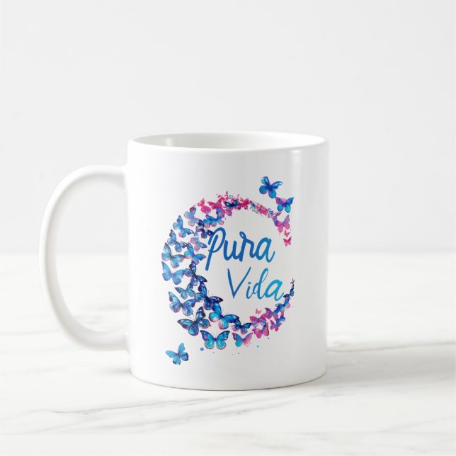 Pura Vida Blue Butterfly Coffee Mugg (Vänster)