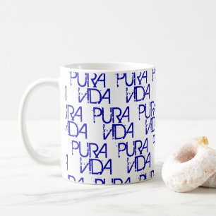 Pura Vida Blue Logotyp Costa Rica Souvenir Kaffemugg