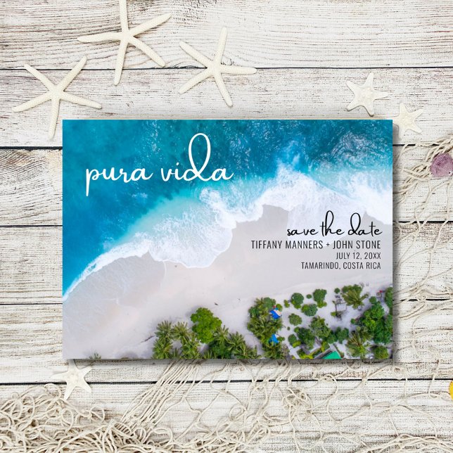 Pura Vida Costa Rica Beach Photo Wedding Spara Datumet (Pura Vida Costa Rica Beach Photo Wedding Save The Date)