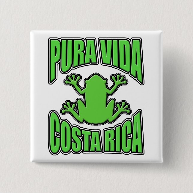 Pura Vida Costa Rica grön groda Knapp (Framsida)