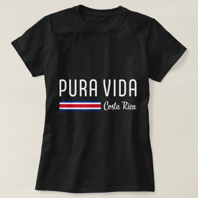 Pura Vida Costa Rica med Costa Rica Flagga Färg P T Shirt (Design framsida)