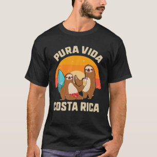 Pura Vida Costa Rica Sloth Surfing Sömnig sommar T Shirt