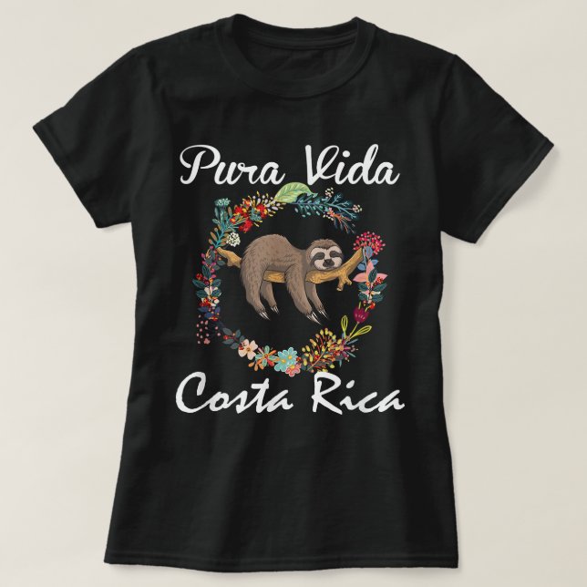 Pura Vida Costa Rica Sloth Surfing Sömnig sommar V T Shirt (Design framsida)