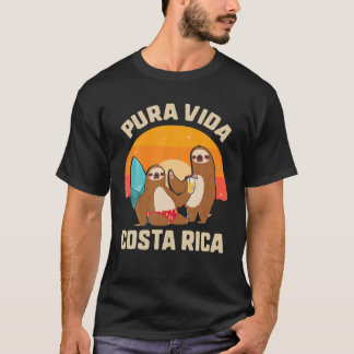 Pura Vida Costa Rica Sloth Surfing Sömnig sommar V T Shirt