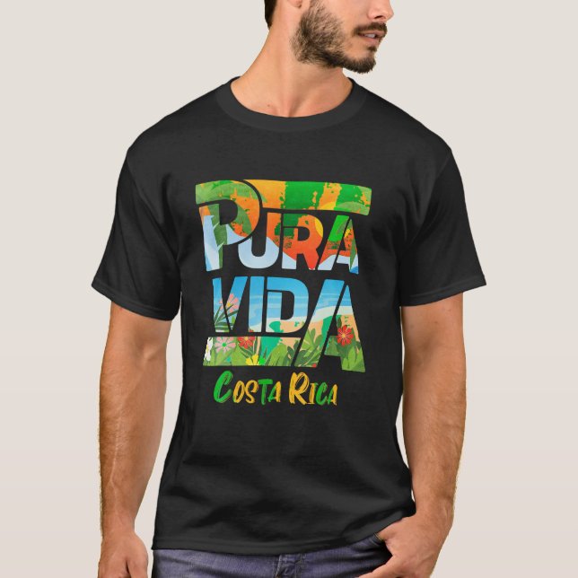 Pura Vida Costa Rica Souvenir Coola Centralamerika T Shirt (Framsida)