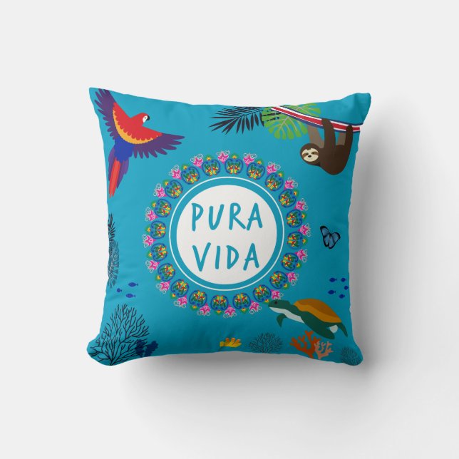 Pura Vida-Costa Rica Vilda djur Kudde (Framsida)