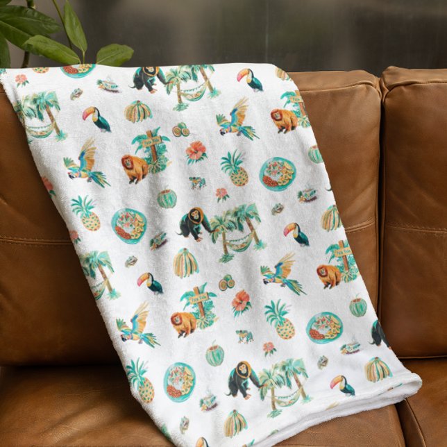 Pura Vida | Cute Illustrated Costa Rica Fleecefilt (Skapare uppladdad)