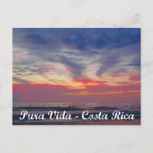 Pura Vida för Costa Rica strandsolnedgång vykort
