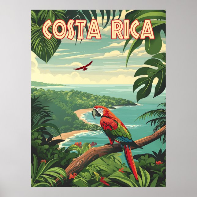 Pura Vida Hälsning: Costa Rica-Vintagen Poster (Framsidan)