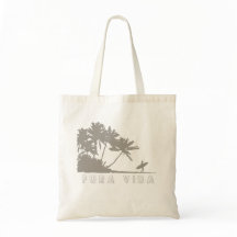 Pura Vida Handflatan Träd Surfers Costa Rica Tote 
