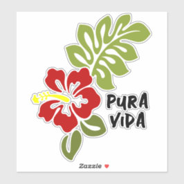 Pura Vida Hibiscus Anpassningsbar-cut Vinyl Sticke Klistermärken