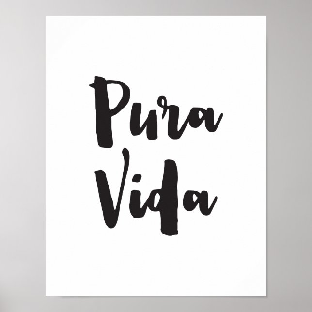 Pura Vida, Quote Art Print, Typography Poster (Framsidan)