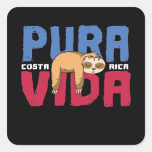 Pura Vida Sloth Fyrkantigt Klistermärke