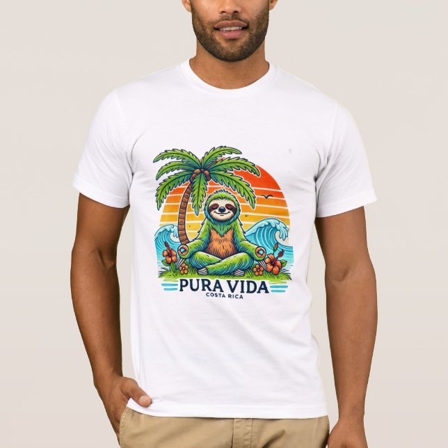 Pura Vida Sloth meditating 01 T Shirt (Framsida)