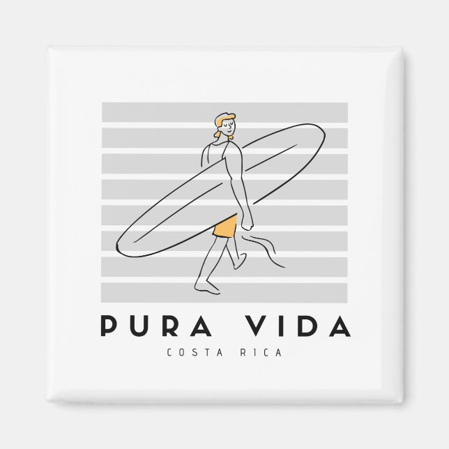 Pura Vida Surfer Costa Rica Souvenir Magnet (Framsidan)
