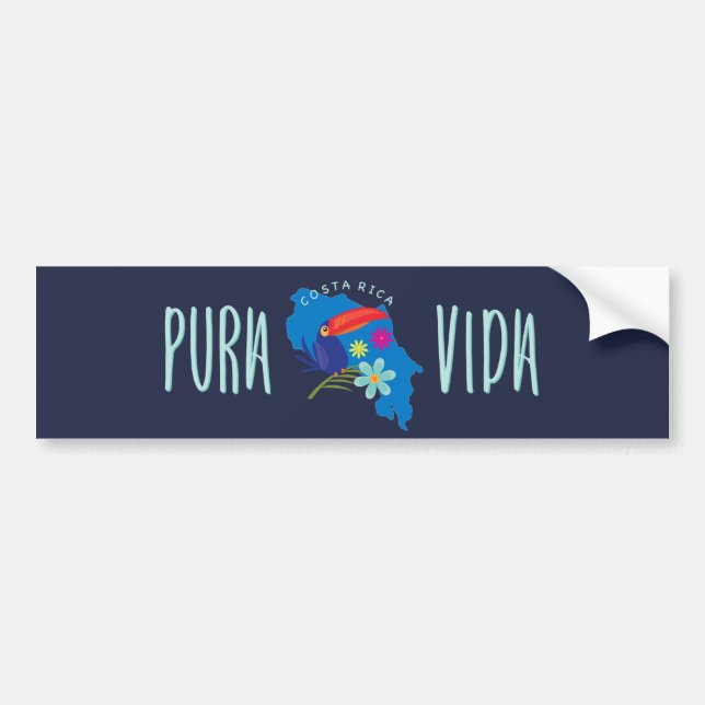 Pura Vida Toucan Costa Rica Bumper Bildekal (Framsidan)