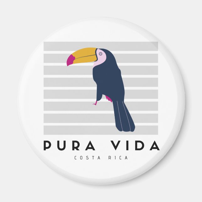 Pura Vida Toucan Costa Rica Souvenir Magnet (Framsidan)