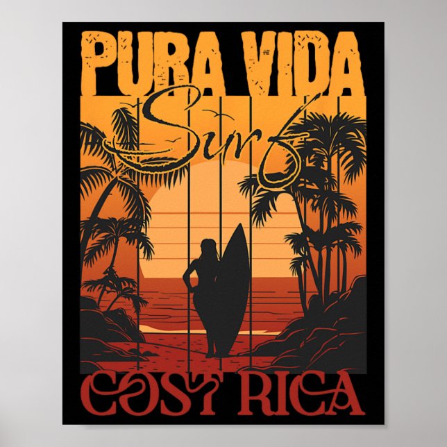 Pura Vide Costa Rica Surfning  Poster (Framsidan)