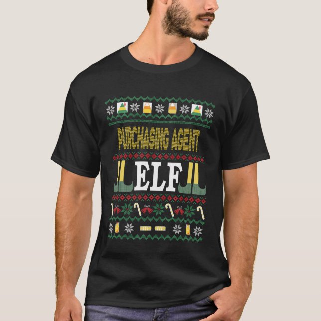 Purchasing Agent Elf  Christmas T Shirt (Framsida)