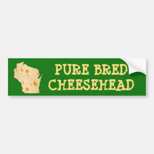 Pure Bred Cheesehead Wisconsin Funny Bumper Sticke Bildekal