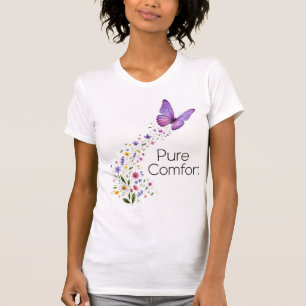 Pure Comfort Blommig Fjäril Konsttryck Livfullt T Shirt
