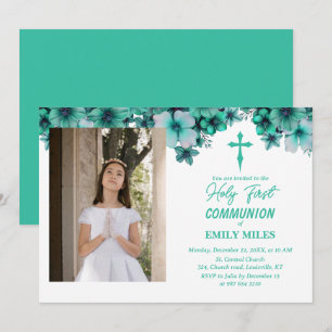 Pure Elegance blommigt first catholique communiuni Inbjudningar