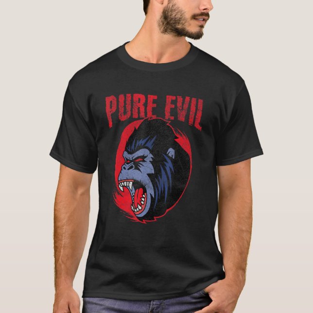 Pure Evil Arg Gorilla Monkey Chimpanzee Oranguta T Shirt (Framsida)