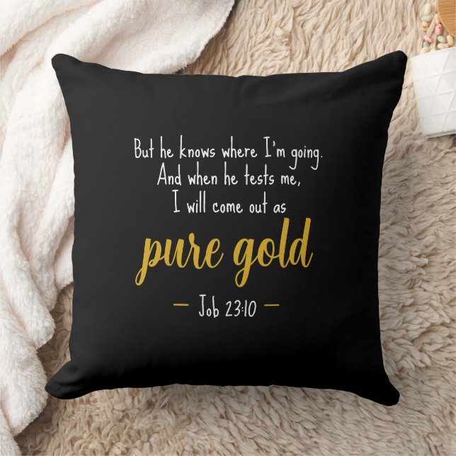 Pure Gold Job 23:10 Scripture Throw Pillow Kudde (Filt)