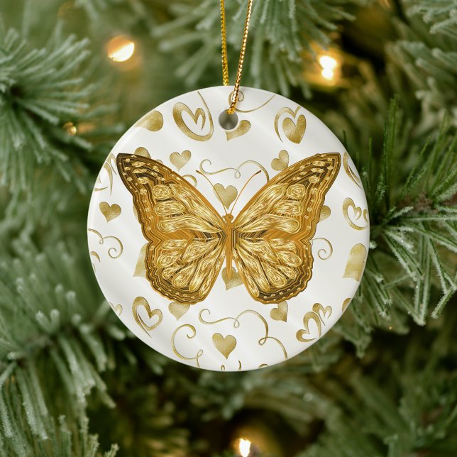 Pure Guld Butterfly Julgransprydnad Keramik (Skapare uppladdad)