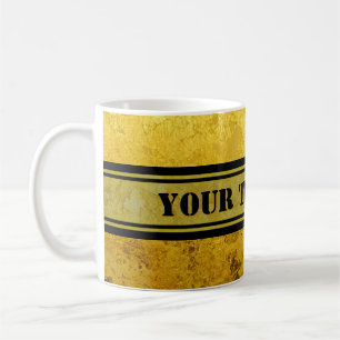 PURE GULD mönster/guld löv + din text Kaffemugg