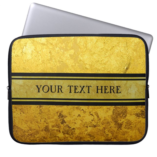 PURE GULD mönster/guld löv + din text Laptop Sleeve (Framsidan)