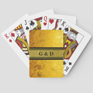 PURE GULD mönster/guld löv + din text Spel Kort