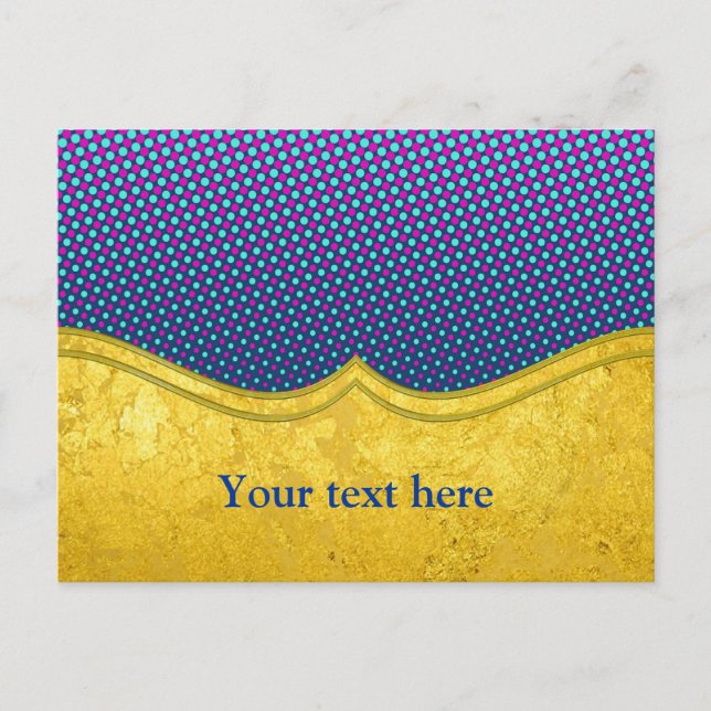 PURE GULD mönster/guld löv + fotot och text Vykort (Framsida)