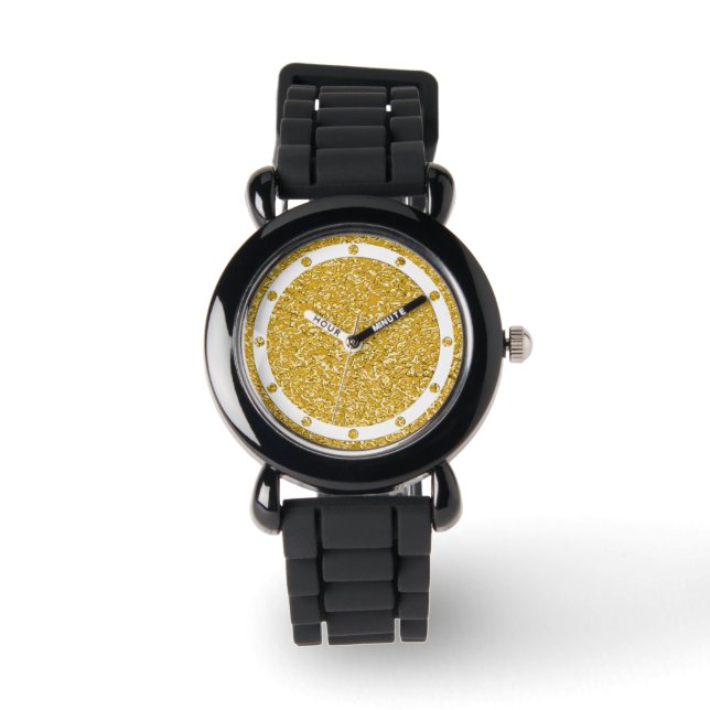 PURE GULD Splatter Mönster + din bild Armbandsur (Framsida)