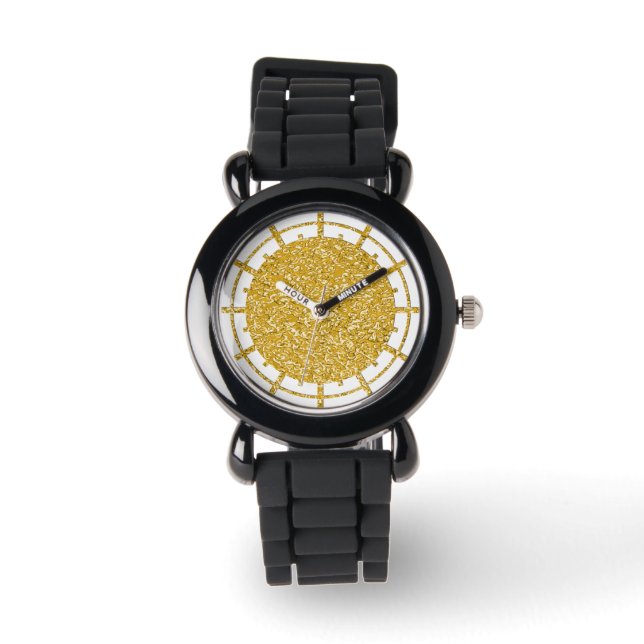 PURE GULD Splatter Mönster + din bild Armbandsur (Framsida)