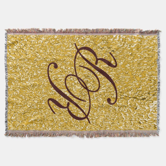 PURE GULD Splatter Mönster + ditt monogram Filt (Framsidan)