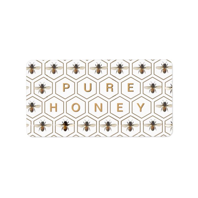 PURE HONEY Honeycomb eller honey Stix Bee Mini Lab Adressetikett (Framsidan)