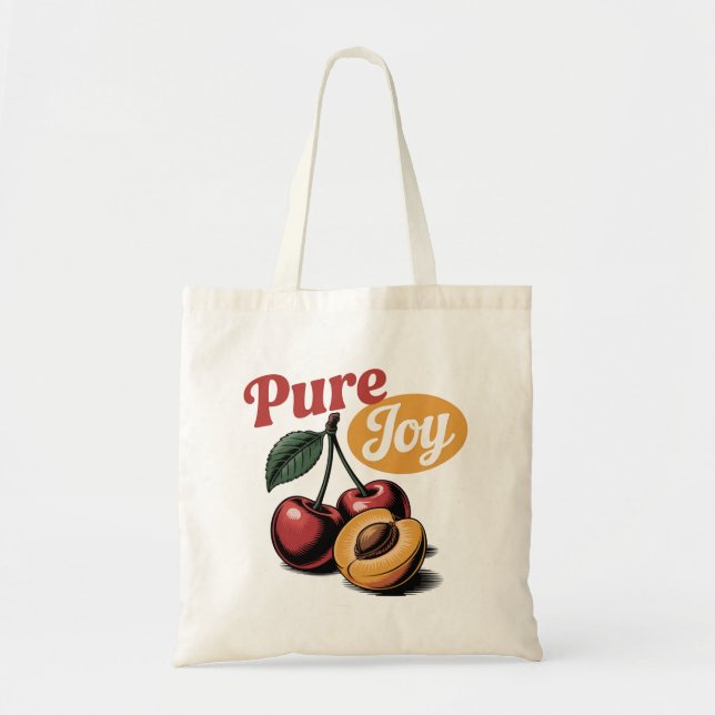 Pure Joy Cherries Apricot Retro Christian Tee Tygkasse (Framsidan)