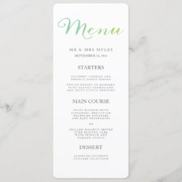 Pure Kärlek Watercolor Bröllop Menu/Lime Emerald Meny